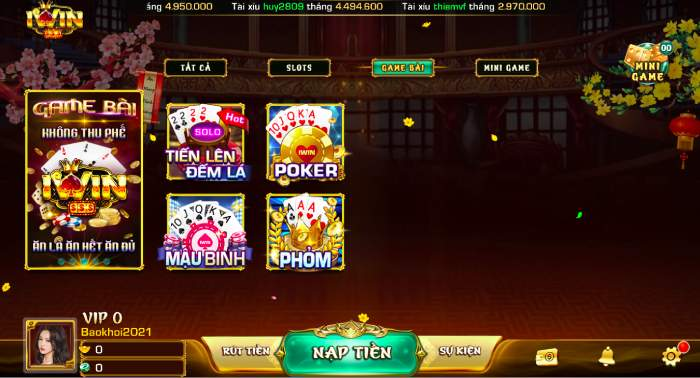 Game bài đổi thưởng tại Iwin