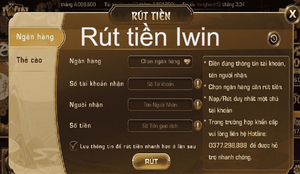 Rút tiền thắng cược nhanh như chớp thông qua ngân hàng