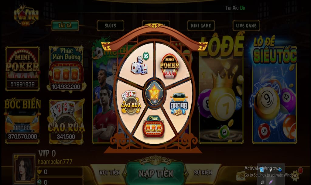 Khuyến mãi iWin, nhiệm vụ vòng quay may mắn 