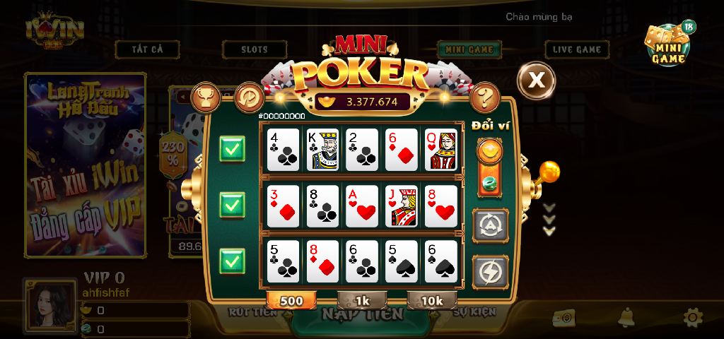 Tham gia trải nghiệm mini poker iwin ngay