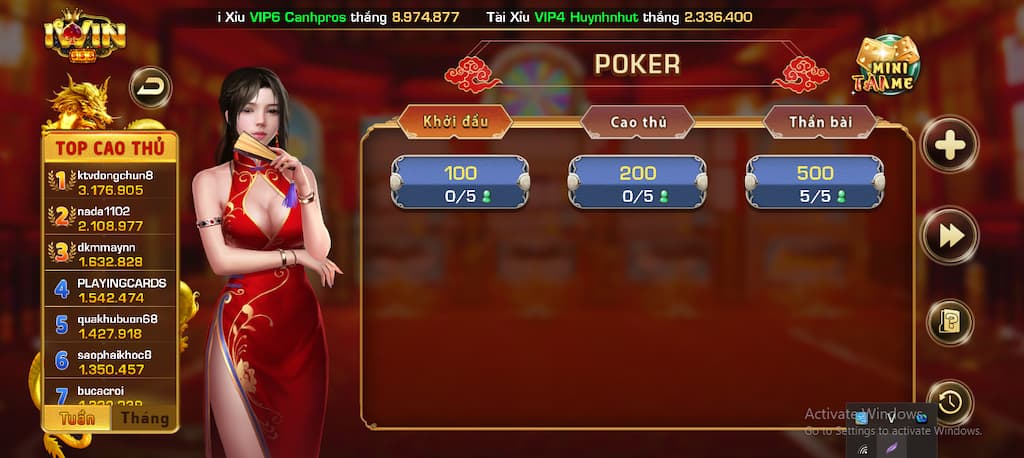 Đấu trí cực hay với tựa game Poker tại iWin